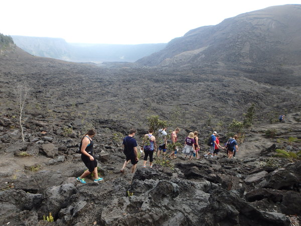 Luther Students hiking the Kilauea Iki trail.