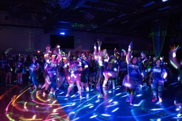 Luther College Dance Marathon in the Regents Center, a 12-hour event that is equal parts rave, inspirational talk, and party.