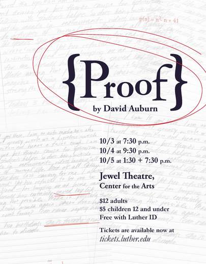 Poster for the Luther College production of "Proof"