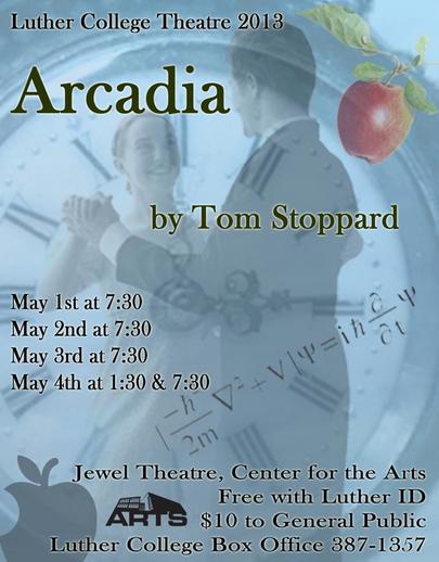 Poster for the Luther College production of "Arcadia"