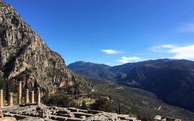 The view from the Sanctuary of Apollo at Delphi.
