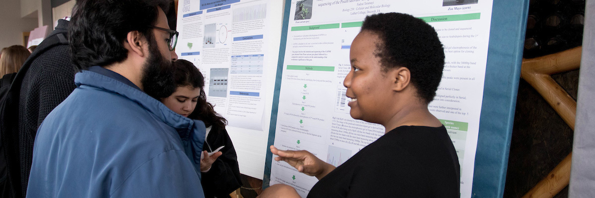Students presenting at the annual research symposium.